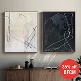 Modern Black And White Abstract Wall Art Set Of 2 Minimalist Art Large Minimalist Wall Art