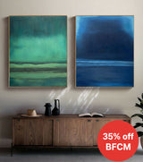 Green Blue Minimalist Art Set of 2 Texture Art Green Texture Art Blue Minimalist Art For Livingroom