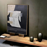 Large Black Beige Artwork Textured Abstract Wall Art Abstract Acrylic Painting Canvas Livingroom Artworks