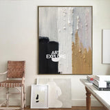 Black And White Abstract Art Textured Painting, Large Abstract Painting Neutral Abstract Painting