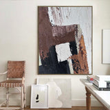 Modern Abstract Art Brown Abstract Canvas Wall Art, Large Abstract Acrylic Painting For Sale