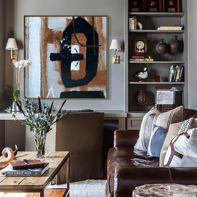 Modern Abstract Painting Large Livingroom Canvas Art Black And Brown Acrylic Painting