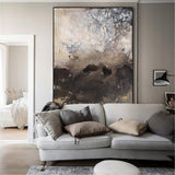 Brown Abstract Art Modern Abstract Extra Large Vertical Wall Art Framed