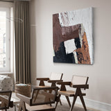 Modern Abstract Art Brown Abstract Canvas Wall Art, Large Abstract Acrylic Painting For Sale