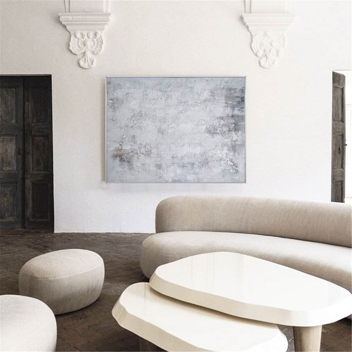 Modern White Minimalist Art Artwork For Large Walls Gray And White Wall Art