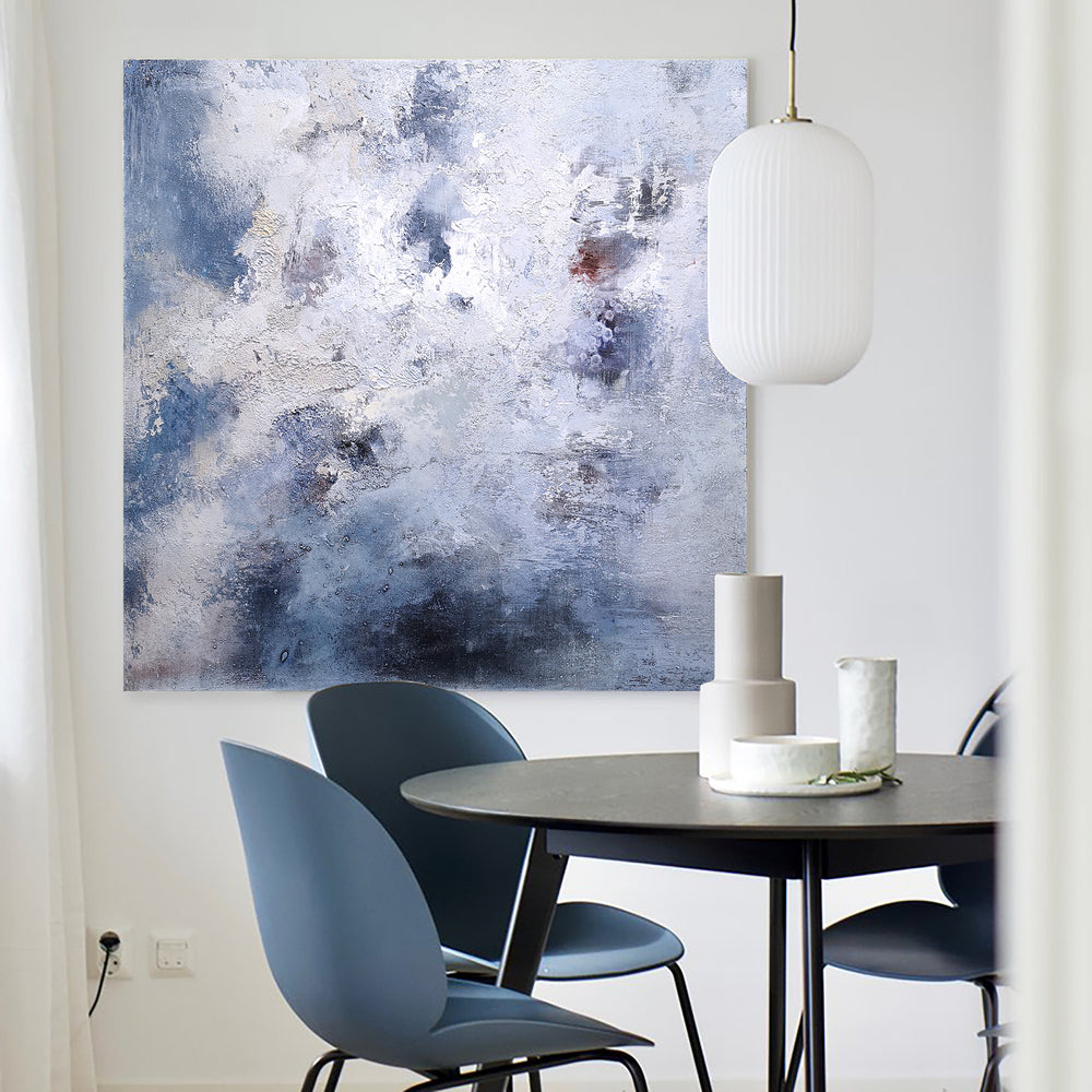 Blue And White Abstract Canvas Art Original Abstract Paintings For Sale 40 x 40