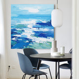 Original Blue Abstract Art Extra Large Abstract Painting Squares Canvas Painting For Sale