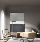 Modern Abstract Painting On Canvas Acrylic Abstract Contemporary Art Large Black White Grey Wall Art