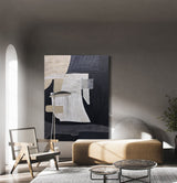 Large Black Beige Artwork Textured Abstract Wall Art Abstract Acrylic Painting Canvas Livingroom Artworks