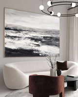 Black And White Beach Wall Art Abstract Ocean Art Beach Scene Painting