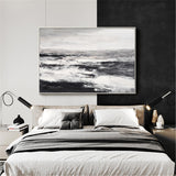Black And White Beach Wall Art Abstract Ocean Art Beach Scene Painting