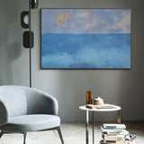 Large Blue Ocean Abstract Painting Large Acrylic Coastal Abstract Cnvas Wall Art