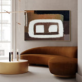 Modern Brown Abstract Wall Art Large Japandi Interior Canvas Art Horizontal Wall Art For Sale