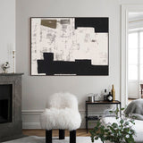 Wabi-sabi minimalist canvas art, Black and white minimalist wall, large abstract art on canvas