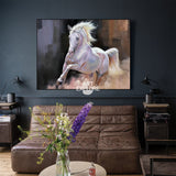 Large Wild Running Horses Painting Horse Canvas Wall Art White Horse Acrylic Painting For Sale