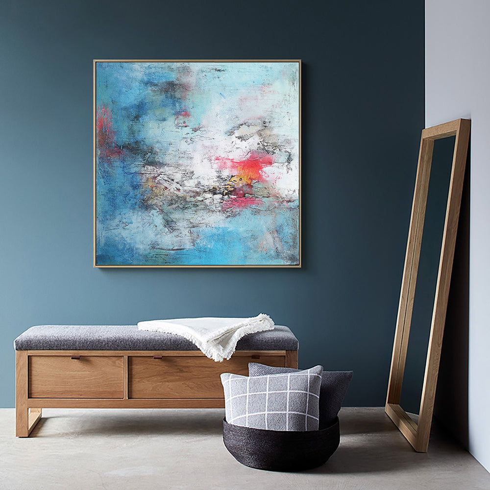 Square Acrylic Abstract Landscape Painting Impressionist Scenery Art
