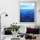 Blue Ocean Painting On Canvas Contemporary Ocean Art Impressionist Ocean Painting