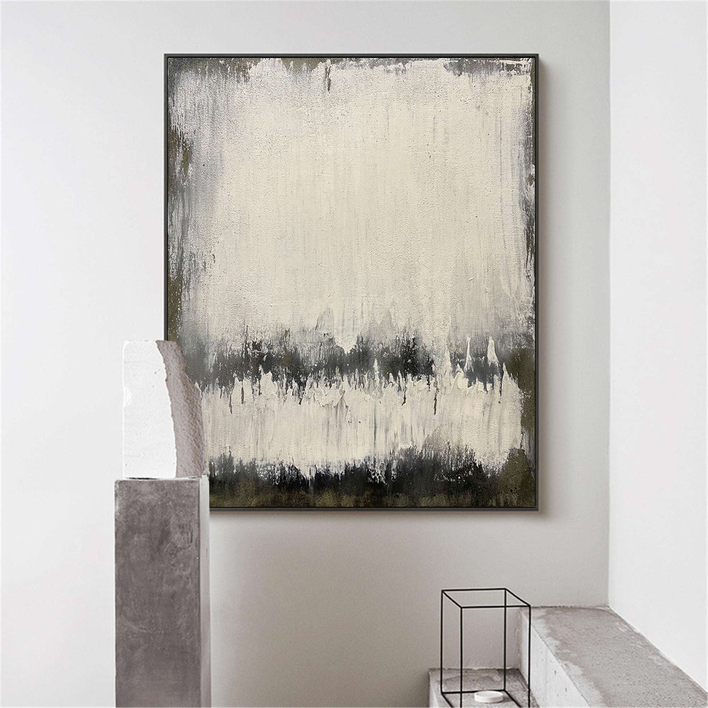 Grey White Abstract Minimalist Painting On Canvas Extra Large Vertical Wall Art Modern Canvas Art