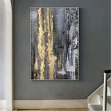 Big Grey And Gold Artwork Oversized Framed Wall Art X Large Wall Art