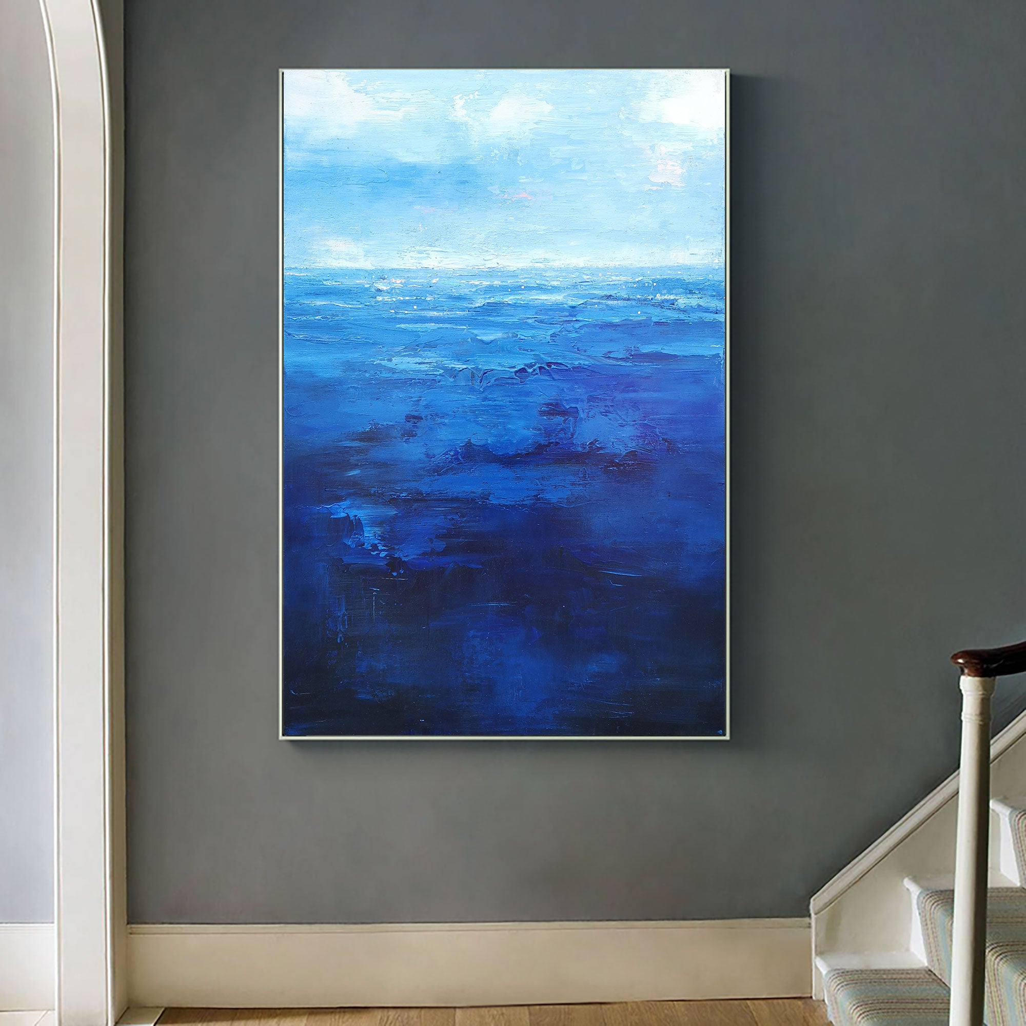 Blue Ocean Painting On Canvas Contemporary Ocean Art Impressionist Ocean Painting