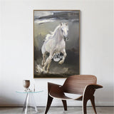 Contemporary Running White Horse Art Big Horse Oil Paintings On Canvas Horse Modern Wall Art
