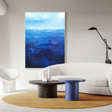 Blue Ocean Painting On Canvas Contemporary Ocean Art Impressionist Ocean Painting