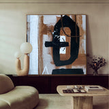 Modern Abstract Painting Large Livingroom Canvas Art Black And Brown Acrylic Painting