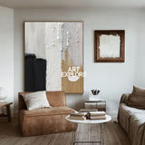 Black And White Abstract Art Textured Painting, Large Abstract Painting Neutral Abstract Painting