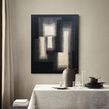 Black And Beige Painting Abstract Canvas Art Minimalist Wall Art Geometric Art| Artexplore