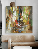 Colorful Abstract Wall Art, Rich Textured Canvas Art, Modern Large Acrylic Painting For Sale