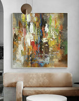 Colorful Abstract Wall Art, Rich Textured Canvas Art, Modern Large Acrylic Painting For Sale