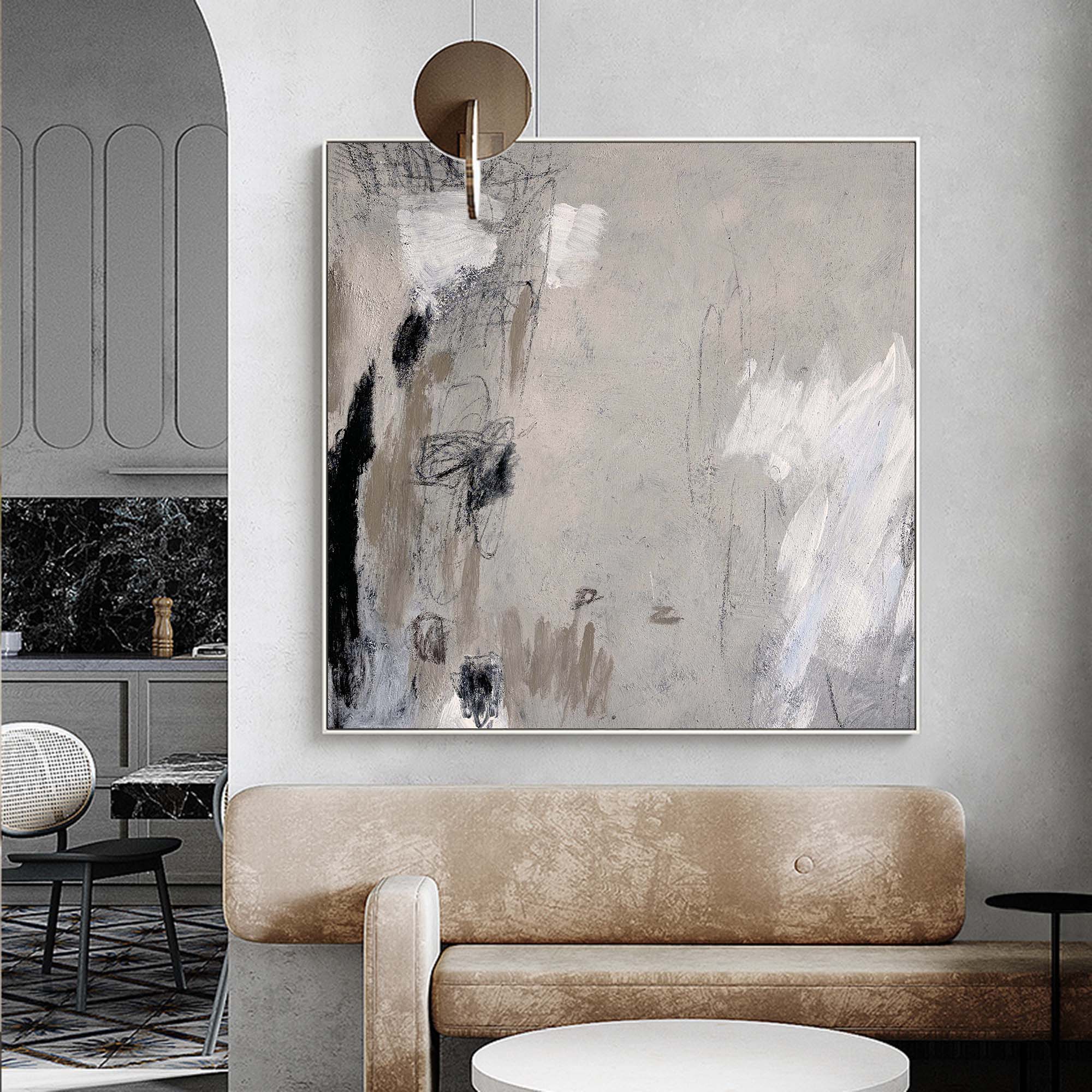 Modern Wabi-sabi Grey Abstract Wall Art Large Abstract Wall Art Painting For Livingroom