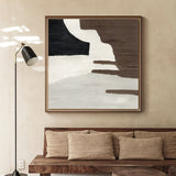 Brown And White Abstract Geometric Art Modern Minimalist Canvas Wall Art