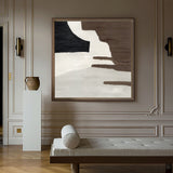 Brown And White Abstract Geometric Art Modern Minimalist Canvas Wall Art