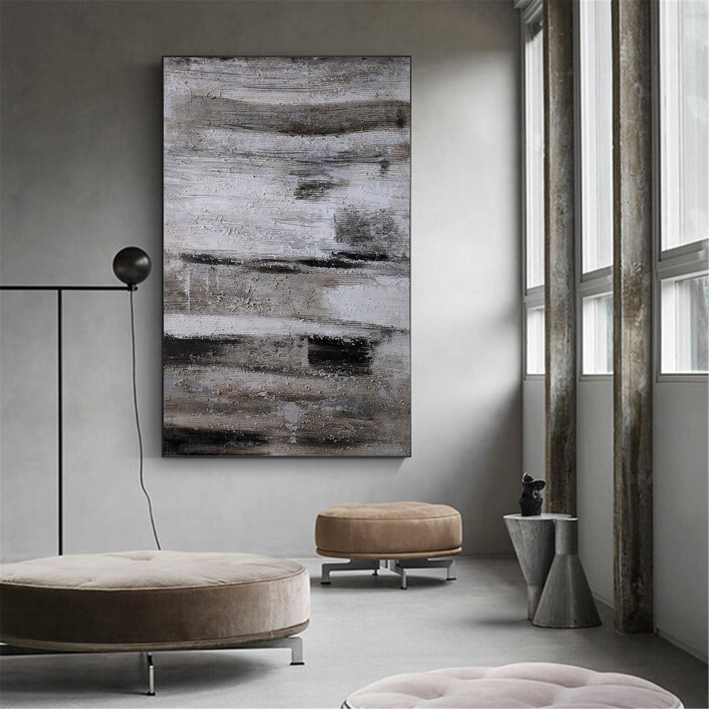 Large Vertical Abstract Art In Acrylic Brown Abstract Painting For Sale