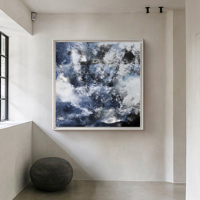 Large Square Blue Abstract Art Tectured Abstract Painting Original Abstract Art