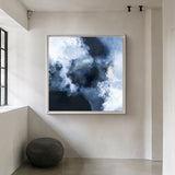 Blue Abstract Art Large Square Blue Wall Art Oversize Canvas Art Textured