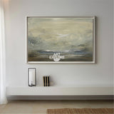 Color Beige Impressionist Seascape Paintings Large Beach Canvas Wall Art Modern Beach Art