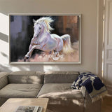Large Wild Running Horses Painting Horse Canvas Wall Art White Horse Acrylic Painting For Sale
