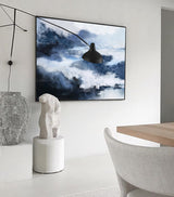 Abstract Horizontal Black And Blue Wall Art Abstract Landscape Paintings