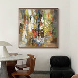 Colorful Abstract Wall Art, Rich Textured Canvas Art, Modern Large Acrylic Painting For Sale