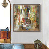 Colorful Abstract Wall Art, Rich Textured Canvas Art, Modern Large Acrylic Painting For Sale