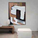 Large Brown Abstract Wall Art, Japanese Abstract Canvas Wall Art, Brown Abstract Acrylic Painting