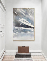 Abstract Landscape Painting Winter Acrylic Paintings Winter Scenery Painting White And Blue Art