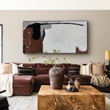 Extra Large Brown Grey Abstract Wall Art, Modern Interior Canvas Wall Art Abstract Acrylic Painting
