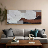 Brown Grey Abstract Art, Japandi Canvas Wall Art Large Abstract Acrylic Painting For Sale