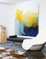 Modern Abstract Painting Large Blue Yellow Wall Art Oversized Abstract Art