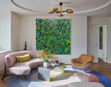 47'' X 47'' Modern Green Large Wall Art Abstract Square Paintings Artwork In Stock For Sale