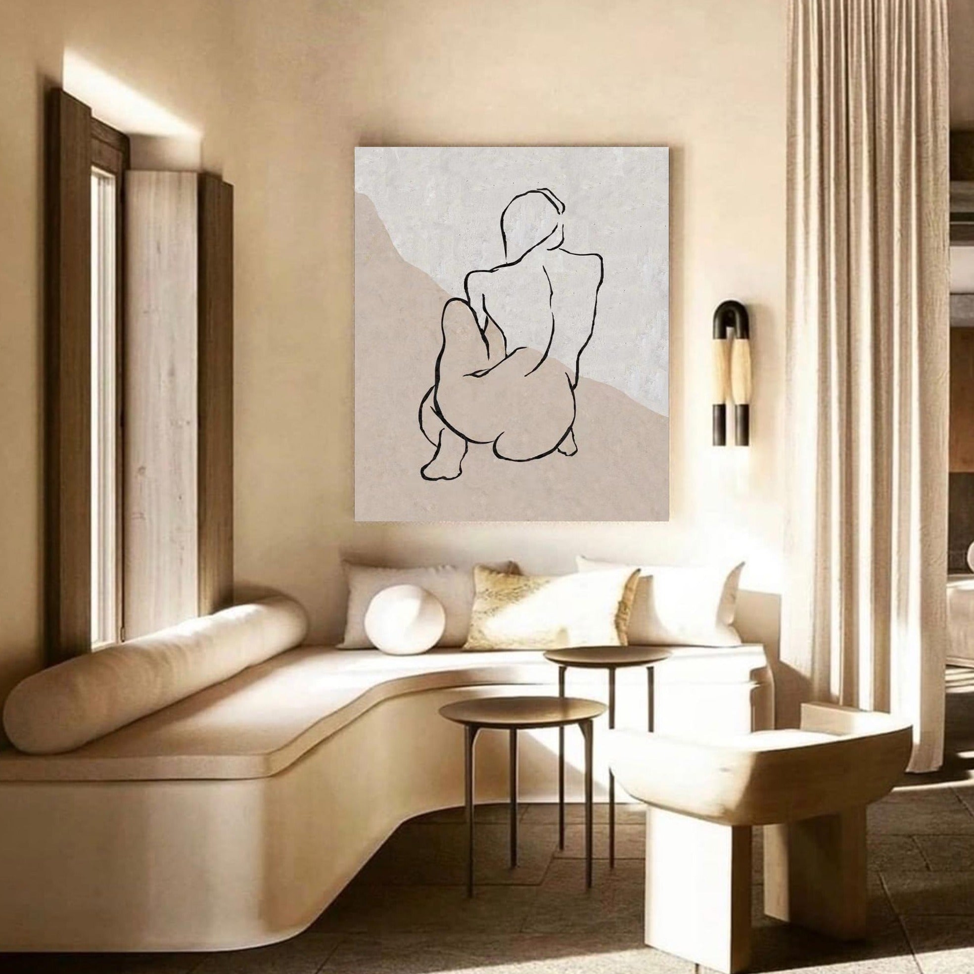 Black And White Body Line Painting Modern Minimalist Painting Minimalist Painting For Livingroom