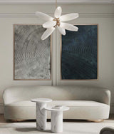 Modern Minimalist Art Texture Art 2 Pieces Black Grey Painting Circular Line Canvas Painting